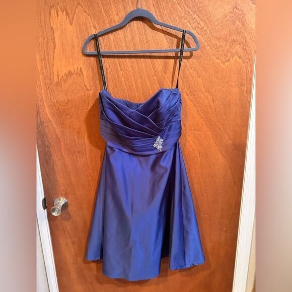 Alfred Angelo Blue Satin Cocktail dress size 8 - Picture 1 of 11